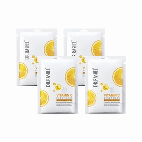 Vitamin C Face Sheet Mask With Serum For Women And Men | All Skin Types | Deep Cleansing & Oil Control | Repairing & Nourishment | Paraben Free | Pack Of 4