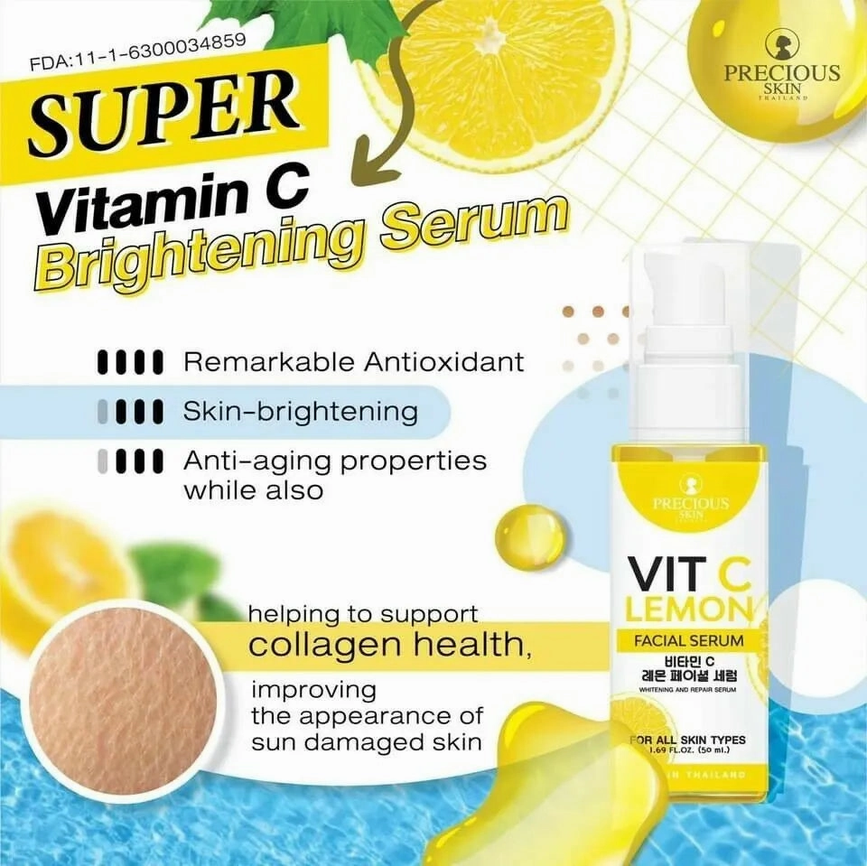 Vitamin C Lemon Facial Serum (Whitening and Repair) by Precious Skin Thailand 50mL