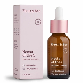 Vitamin C Serum for Face - 10% Vitamin C with Hyaluronic Acid, Vitamin E - Vegan & Clean - Anti Aging, Reduce Appearance of Wrinkles, Dark Age Spots, Lines - Nectar of the C by Fleur & Bee (1 Fl Oz)