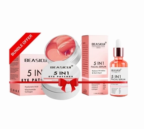 Vitamin C Serum for face and Under Eye Patches, 5 in 1 Anti aging Face Serum, Dark Circles and Pufffy Eyes (Bundle Offer)
