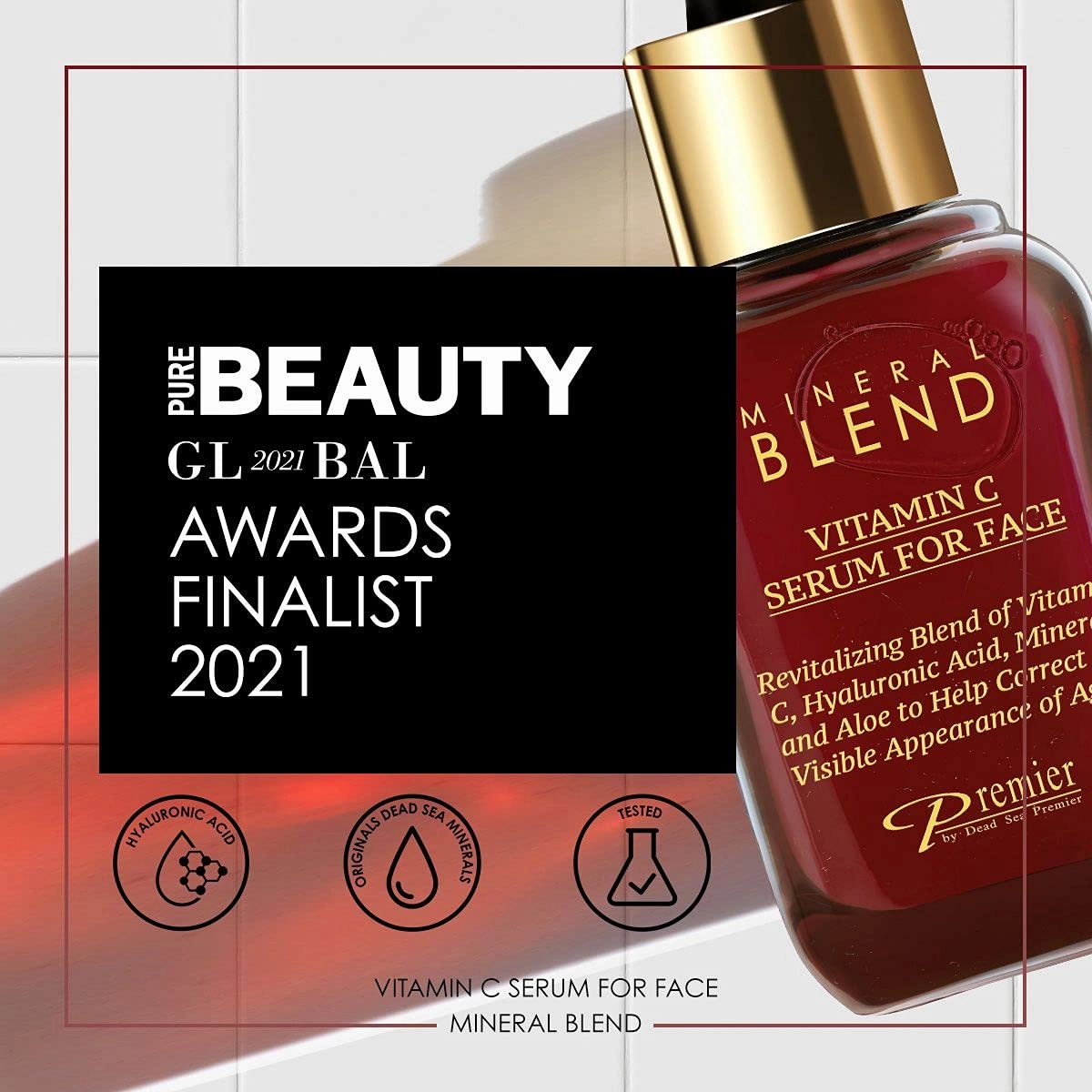 Vitamin C Serum for Face with Hyaluronic Acid & Rose Hips oil - Natural & Organic Anti Aging facial serum, Mineral Blend by Premier Dead Sea 1.02 Fl Oz
