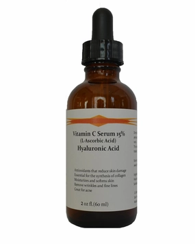 Vitamin C Skin Serum 15% (L-ascorbic Acid) with Pure Hyaluronic Acid Anti Aging Serum 2.3 Oz