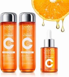 Vitamin C Skincare Kit - 2x Toners & 1x Serum with Niacinamide   Hyaluronic Acid | Hydration Prep,Skin Texture Support | TikTok Viral Trio Set , Unique Gift for Women