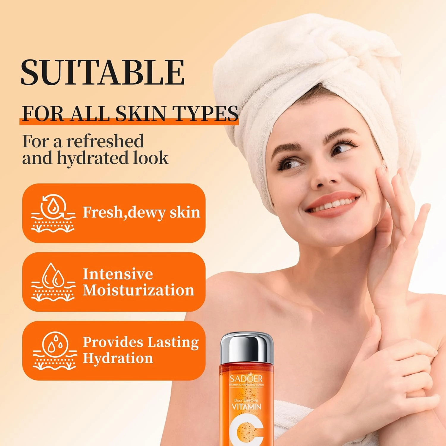 Vitamin C Skincare Kit - 2x Toners & 1x Serum with Niacinamide   Hyaluronic Acid | Hydration Prep,Skin Texture Support | TikTok Viral Trio Set , Unique Gift for Women