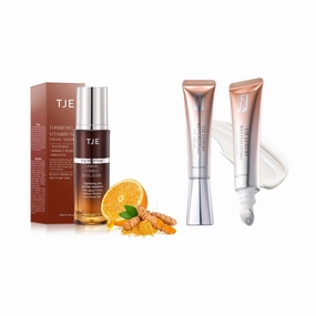 Vitamin C Turmeric Face Serum, Caffeine Eye Cream(2 PACK), Vitamin C Serum for Face, Eye Cream Anti Aging for Dark Circles & Puffiness