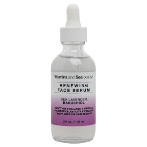 Vitamins and Sea Beauty Sea Lavender and Bakuchiol Serum, Anti-Aging Firming and Smoothing Collagen Boosting Face Serum for Fine Lines and Wrinkles, Sagging Skin, 2 Fl Oz
