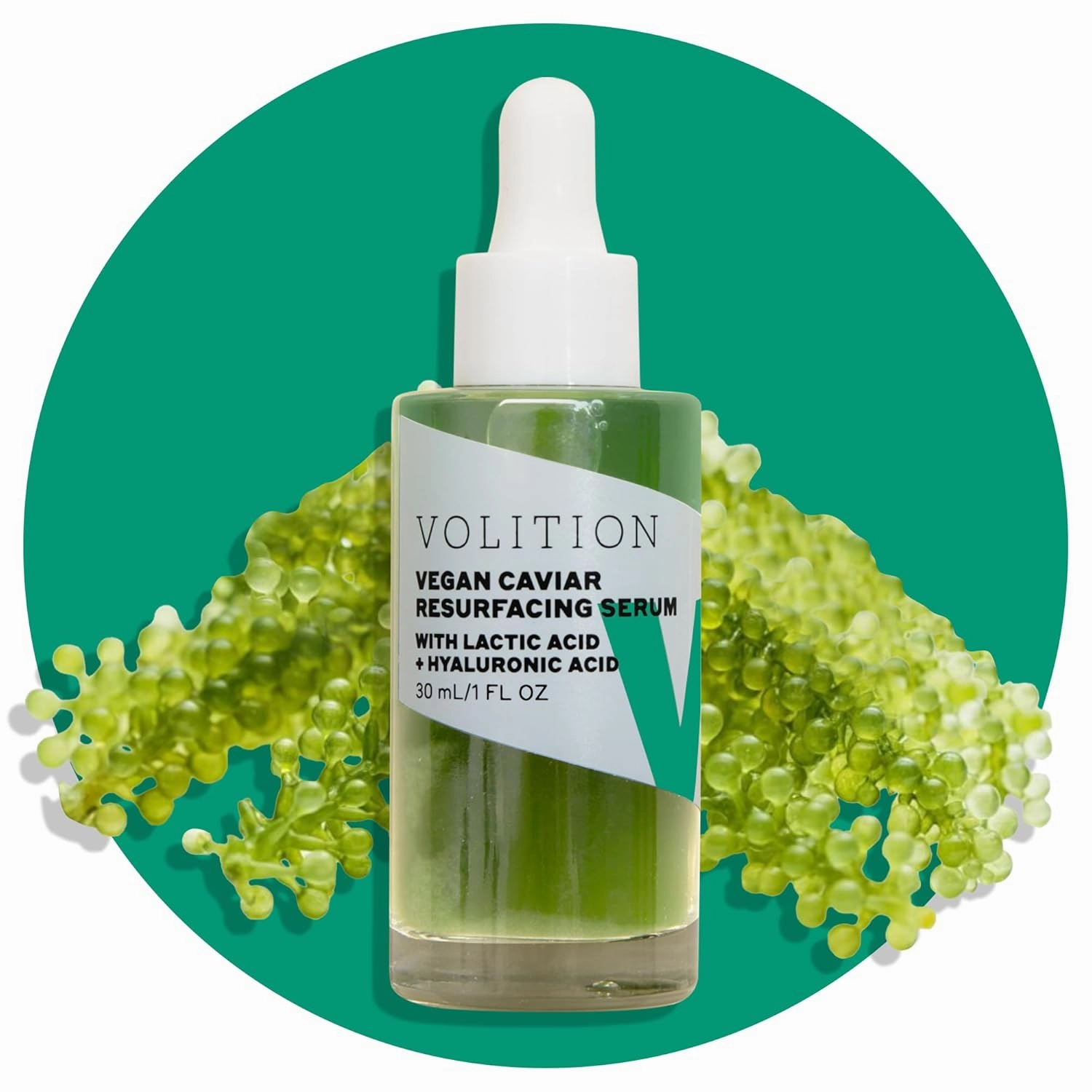 Volition Beauty Vegan Caviar Resurfacing Serum with 5% Vegan Lactic Acid   Hyaluronic Acid | Resveratrol, Caviar Lime & Sea Grape Caviar | Reveals a Smoother & Radiant Complexion | Gently Exfoliates