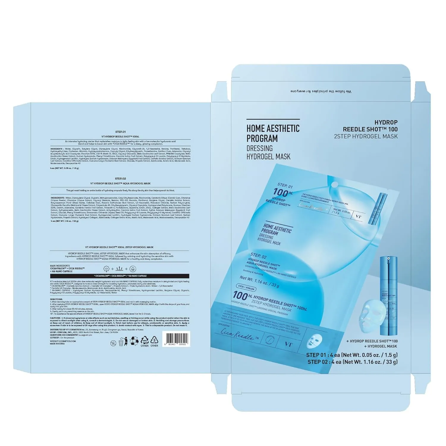 VT COSMETICS Reti-A Reedle Shot 100 2-Step Hydrogel Mask(34.5gx4ea), Intensive Tightening, Exosome Retinol, Overnight Melting Mask, Ideal for Retinol Beginners, Korean Facial Mask