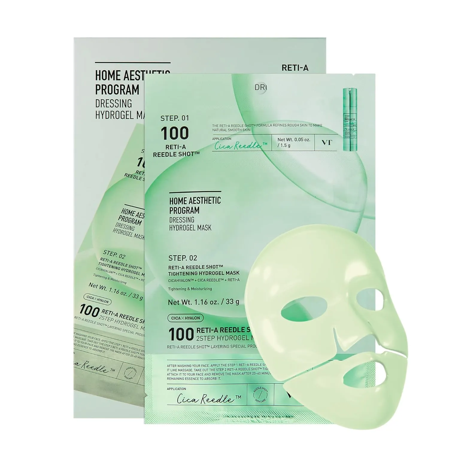 VT COSMETICS Reti-A Reedle Shot 100 2-Step Hydrogel Mask(34.5gx4ea), Intensive Tightening, Exosome Retinol, Overnight Melting Mask, Ideal for Retinol Beginners, Korean Facial Mask