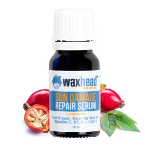 Waxhead Sun Damaged Skin Repair Face Repair Serum - Rose Hip Oil Organic for Face Sun Damaged, Rosehip Oil Organic Cold Pressed with Vitamin E, D3, A   Coenzyme Q10 Antioxidant Won't Sting Eyes (10mL)