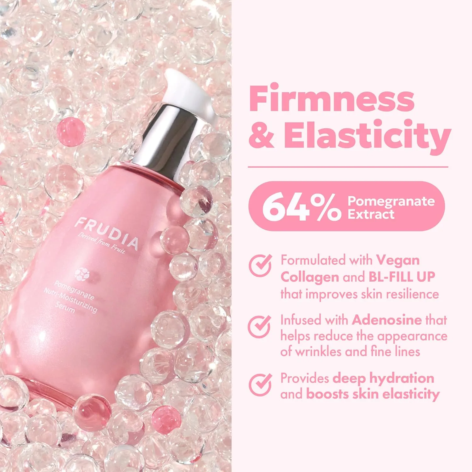 WELCOS FRUDIA Pomegranate Nutri-Moisturizing Serum | Firming Face Serum w/Pomegranate extract, BL-FILL UP, Vegan Collagen | Korean Skin Care Serum Day and Night Moisturizer for Face (1.69 fl oz)