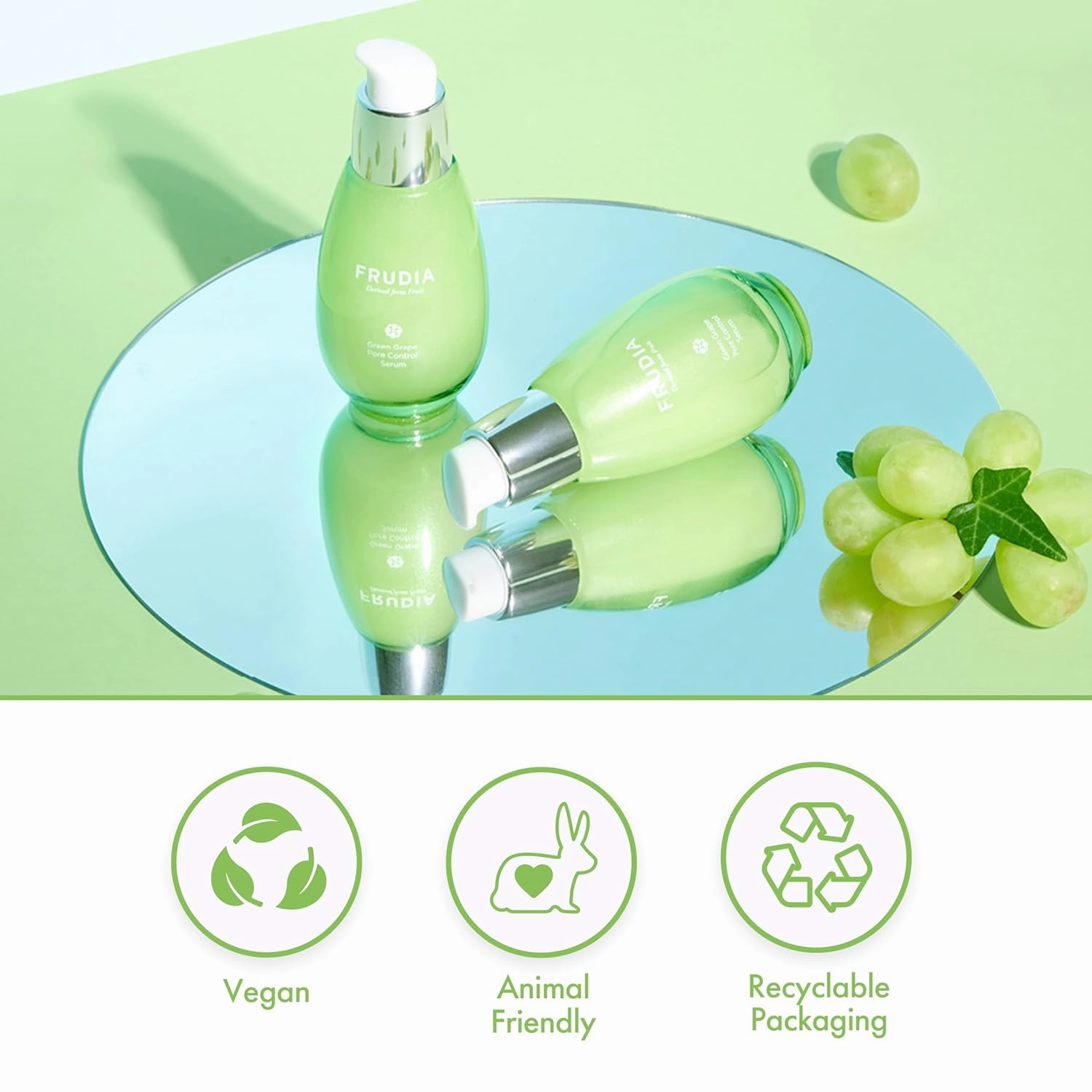 WELCOS FRUDIA Green Grape Pore Control Serum | Pore Minimizer Serum w/GG Extract, Tannin Pore Complex & Anti Sebum P | Korean Skin Care Serum for Sensitive Skin | Hydrating Serum (1.76 fl oz)
