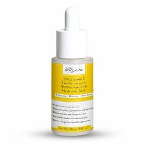 Wellycosta. Vitamin C Face Serum with Niacinamide and Hyaluronic Acid, 10% Vitamin C, 30 ml, Brightening and Anti-Aging