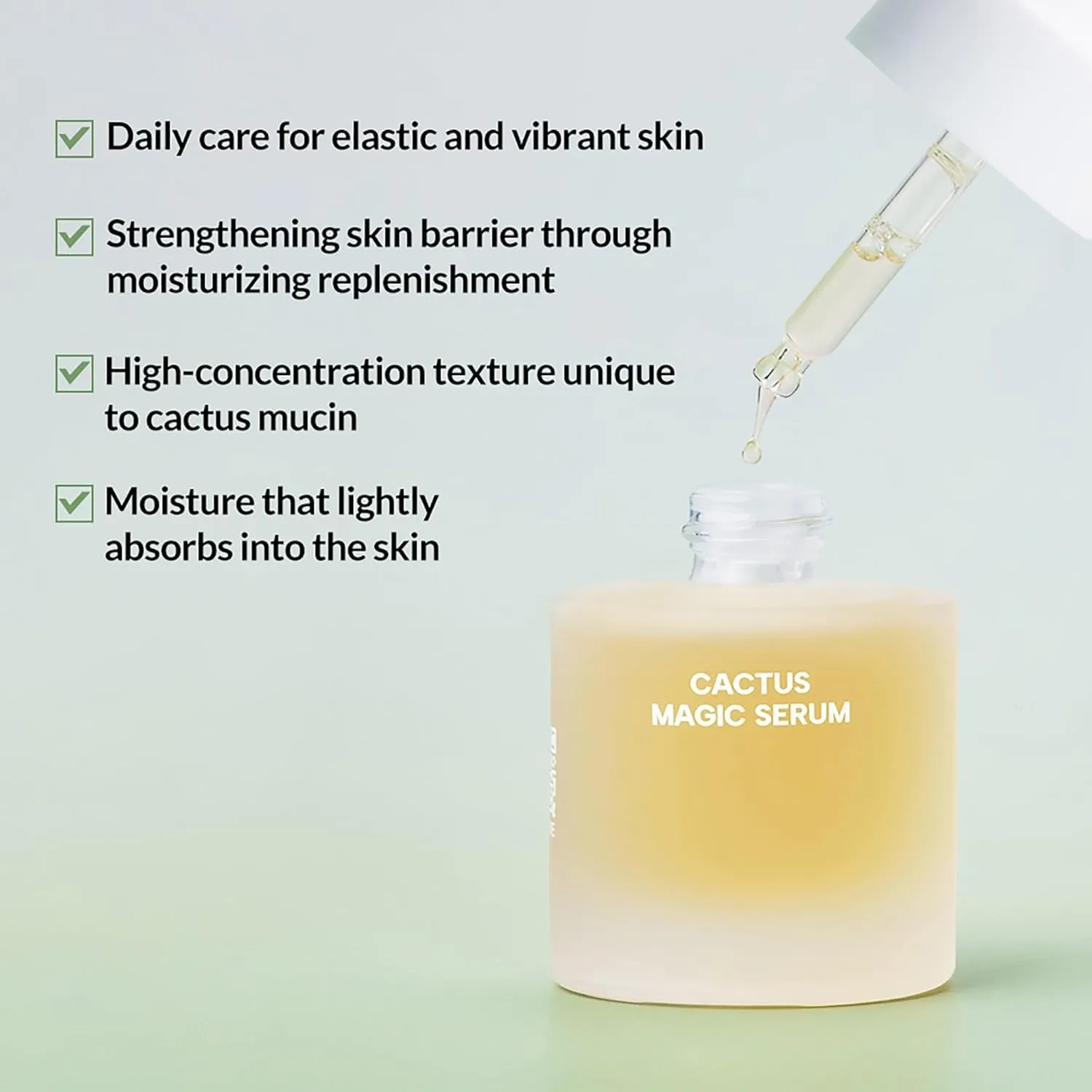 Whamisa Organic Cactus Magic Serum, Anti-Wrinkle & Brightening, Rejuvenation, Strengthen Skin Barrier, Probiotics, Hydrating, Facial Ampoule, Pore Refining (32ml)