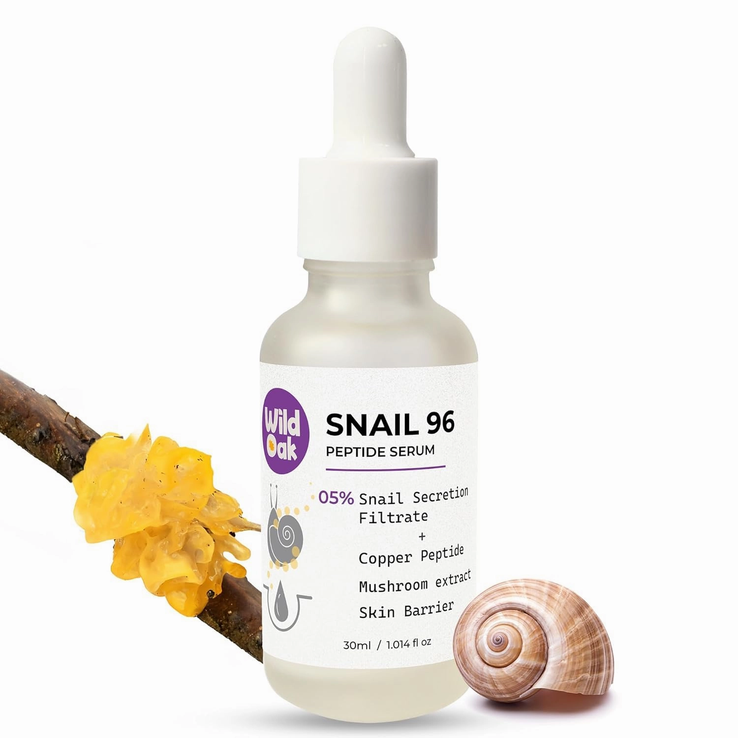 WildOak Advanced Korean Snail Mucin 96 Peptide Face Serum | Powerful Skin Barrier, Anti-Aging & Wrinkles | 72 Hours Skin Hydration | Korean Skincare
