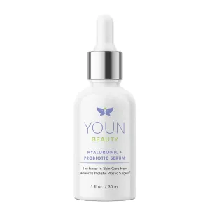 YOUN Beauty Hyaluronic   Probiotic Face Serum by Dr. Anthony Youn, 30 ML – For Intense Hydration, Radiance Boost, & Skin Renewal – Contains Plant-Based Hyaluronic Acid, Yogurt Extract, Vitamins C & E
