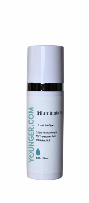 Younger.com Trilumination Cream Serum Retinaldehyde 0.05%, Tranexamic Acid 5%, Bakuchiol 2%, Advanced Anti-Aging & Brightening Facial Treatment, Potent Face & Skin Care, 1.7 oz