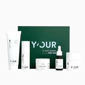 Y'OUR Adult Acne Skincare System | Lip Balm Gift Inside | Skin Box with Purifying Cleanser, Antioxidant Day Cream, Anti-Acne Serum, Revitalizing Night Cream, Blemish-free Mask