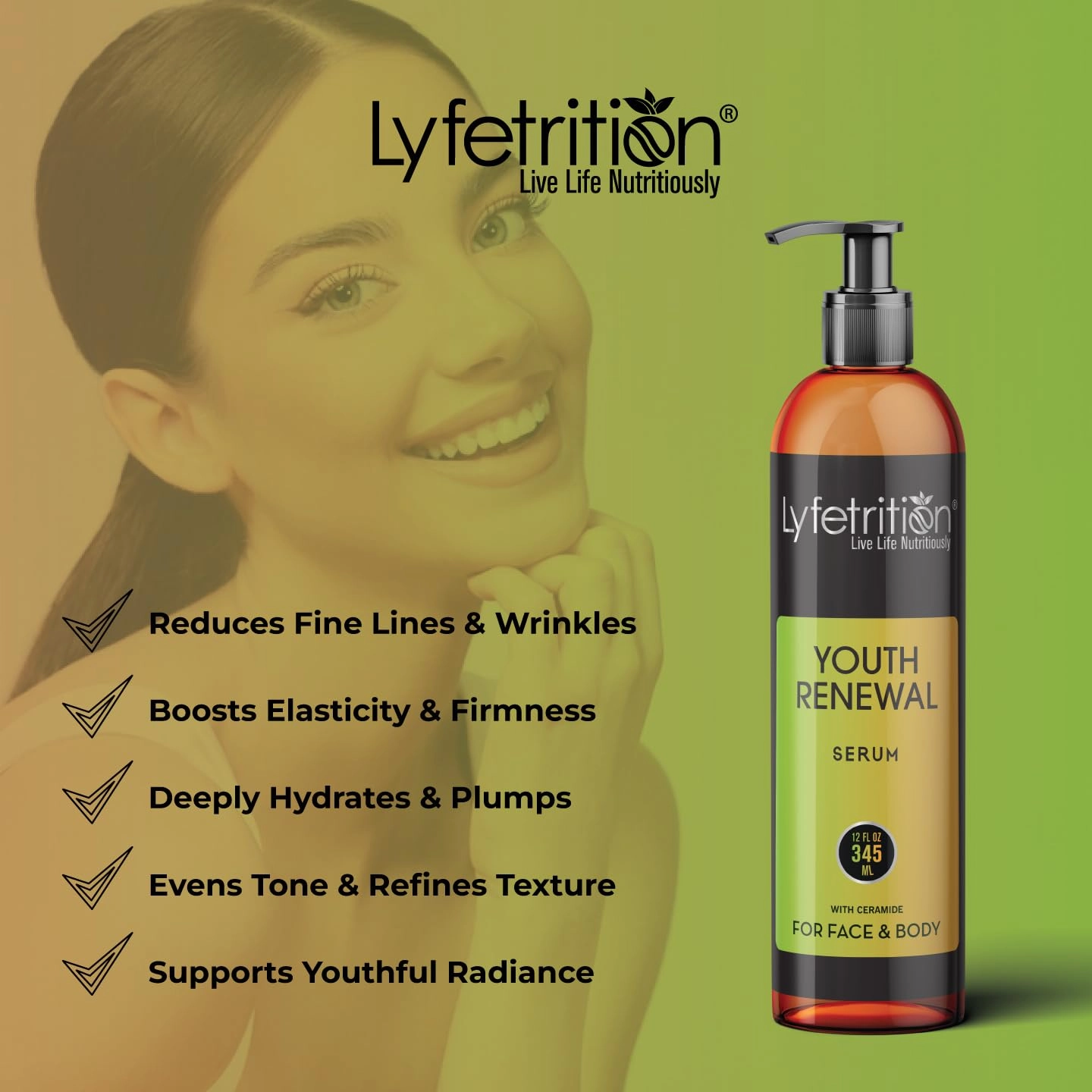 Youth Renewal Serum (Skin and Face Formula) | 12 fl oz Large Bottle | With Aloe and Retinol