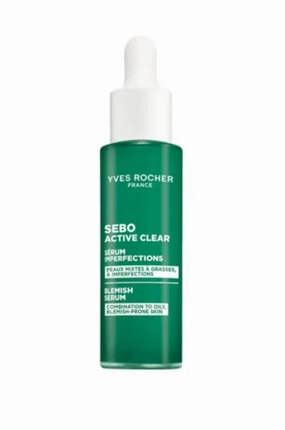 Yves Rocher Sebo Active Clear Anti-Imperfection Serum Pore-Refining Clarifying Formula Smooth Texture All Skin Types - 30 ml / 1 flOz
