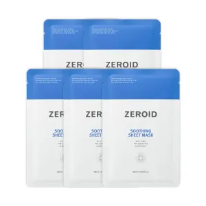 ZEROID | Soothing Sheet Mask | Face Masks Skincare for Sensitive and Dry Skin | Korean Face Mask with Hyaluronic Acid & Ceramide | Hydration & Skin Barrier Enhancement | Pure Cotton Sheet | 5 Sheets