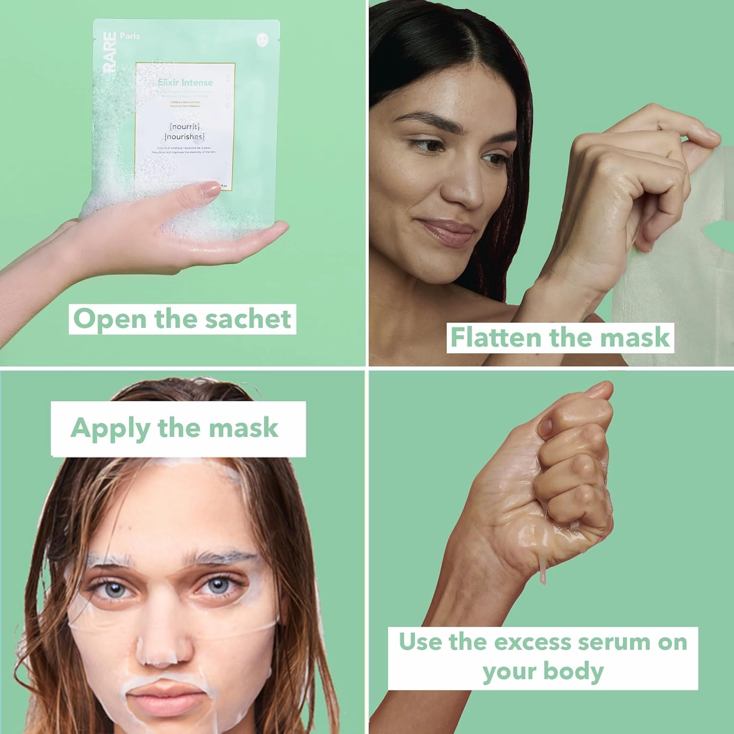 Élixir Intense - Nourishing Facial Sheet Mask - Hydrating & Brightening - With Hyaluronic Acid & Squalene - Nourishing, Firming & Revitalizing - Multi-Active Serum Formula - 5 Pack