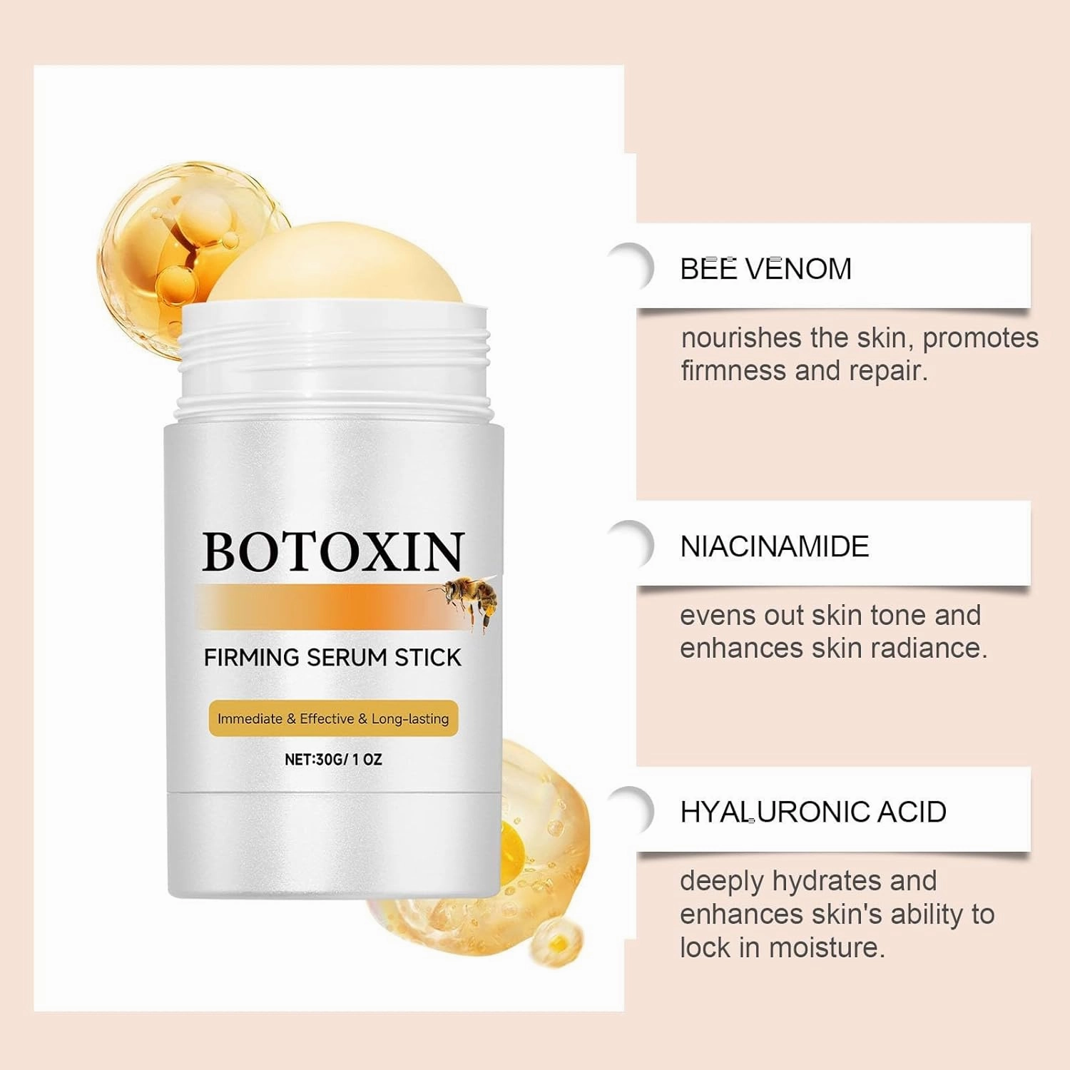 𝐁𝐨𝐭𝐨𝐱𝐢𝐧 Bee Venom Firming Serum Stick, 2025 New Anti Wrinkle Firming Multi Purpose Wrinkle Cream, Lifts, Plumps and Firms Skin, Bee Venom Lift Cream for All Skin Types, 30g/1oz (5)